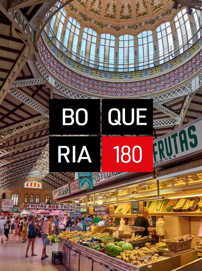 Marché couvert de la boqueria avec le logo du marché